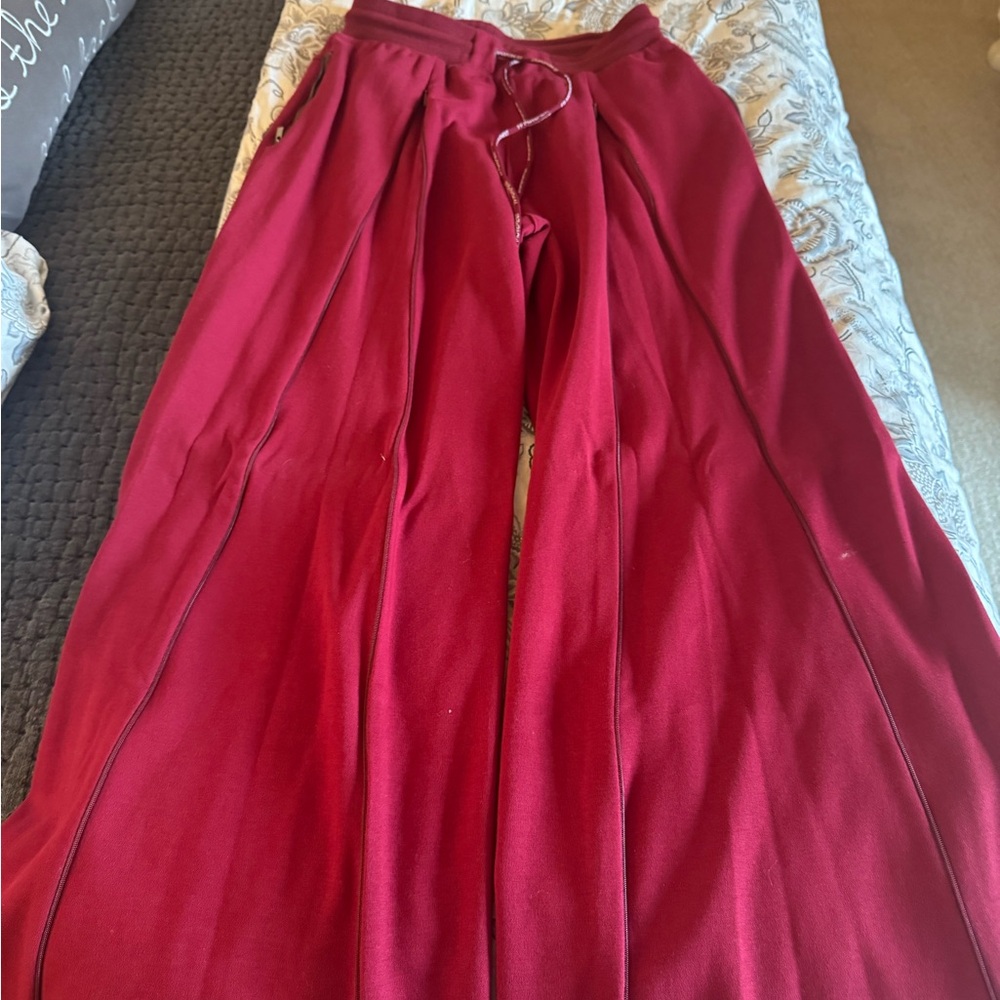 Free People Movement Wide Leg Burgundy Pants - Picture 2 of 2